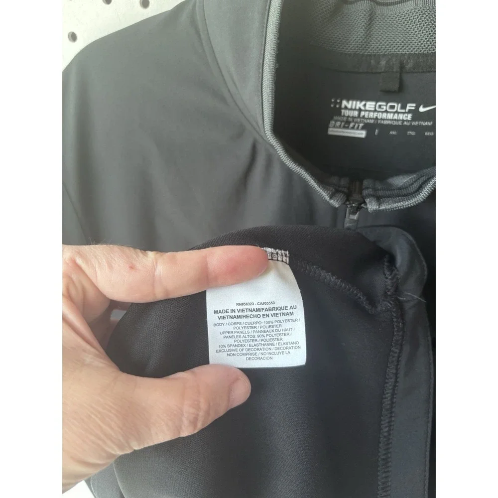 Nike Golf Tour Performance Vest Mens XXL Black Dri-Fit 1/4 Zip Pullover Stretch
